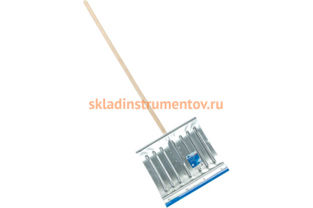 Снеговая оцинкованная лопата с черенком 430х370мм, металлическая окантовка СИБРТЕХ Россия 61596