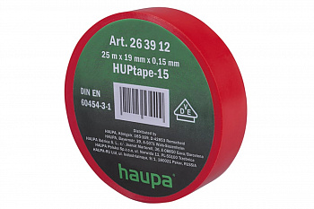 Изолента ПВХ HAUPA 19 мм x 25 м, цвет красный 263912