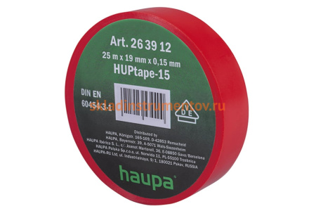 Изолента ПВХ HAUPA 19 мм x 25 м, цвет красный 263912