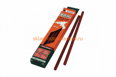 Стержни клеевые 7х200мм, 10шт, красный Энкор 024 505024