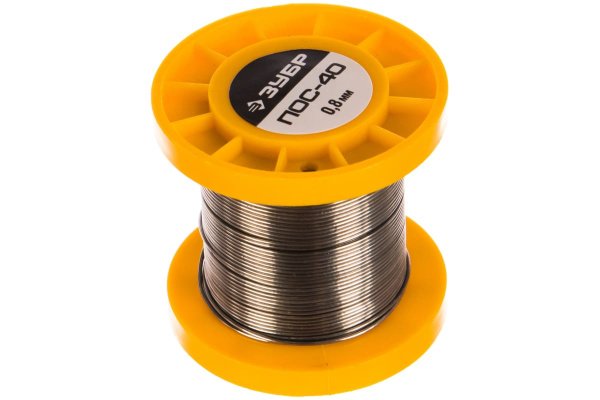 Припой ПОС 40 (0.8 мм; 50 г; трубка с канифолью) Зубр 55451-050-08C