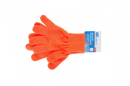 Трикотажные перчатки с двойной манжетой СИБРТЕХ акрил, оранжевые 68679