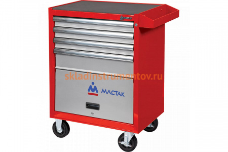 Инструментальная тележка МАСТАК серии ОПТИМА, 4 полки и отсек, красная 522-04581MR