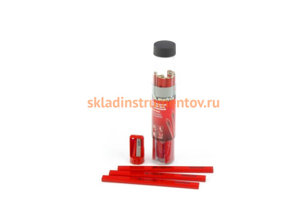 Набор малярных прямоугольных карандашей с точилкой в тубе MATRIX 175мм 10шт 84814