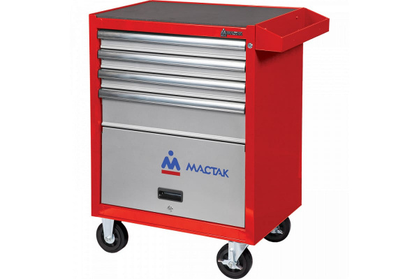 Инструментальная тележка МАСТАК серии ОПТИМА, 4 полки и отсек, красная 522-04581MR