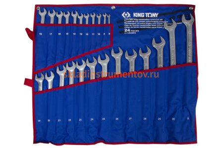 Набор комбинированных удлиненных ключей KING TONY 24 предмета 12B4MRN