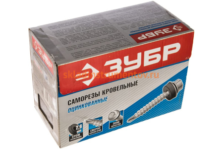 Саморезы для крепления кровель. матер. к дерев. обреш. Зубр цвет RAL 5009 "небесно-голубой", оцинк., 4,8x80мм, 140 штук 4-300315-48-080-5009