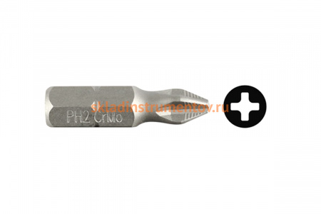 Биты "МАСТЕР" кованые 2 шт. (25 мм; PH2; хвостовик C 1/4") Зубр 26001-2-25-2