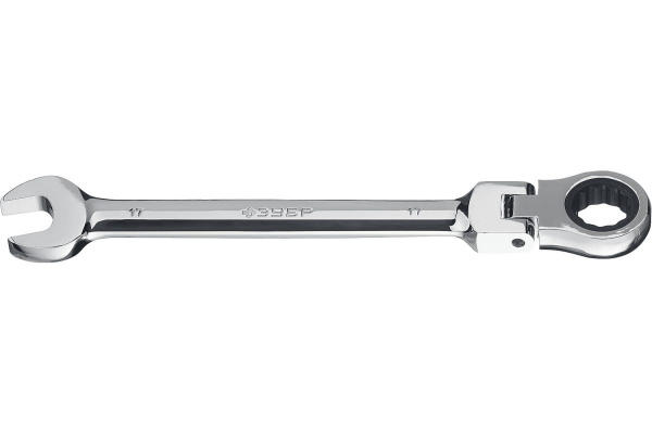 Комбинированный гаечный ключ трещоточный шарнирный Зубр ПРОФЕССИОНАЛ 27101-17