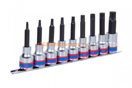 Набор торцевых насадок TORX (Т20-Т60; 1/2"; 80 мм) 9 шт. KING TONY 4119PR10