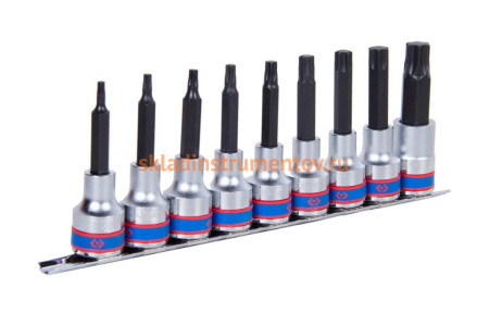 Набор торцевых насадок TORX (Т20-Т60; 1/2"; 80 мм) 9 шт. KING TONY 4119PR10
