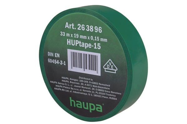 Изолента ПВХ HAUPA 19 мм x 33 м, цвет зеленый 263896