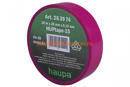Изолента ПВХ HAUPA цвет фиолетовый, шир.25 мм, длина 20 м, d 74 мм 263874