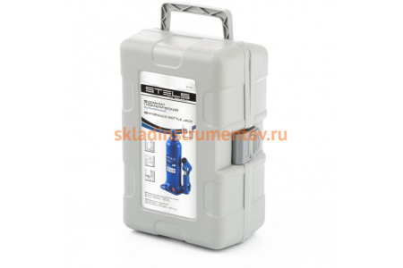 Гидравлический бутылочный кейс 5 т, h подъема 207–404 мм, в пластиковом кейсе STELS 51175