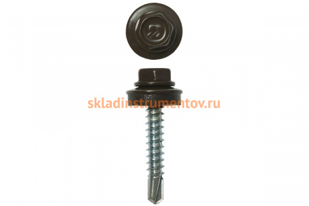 Саморезы Зубр для крепления кровельных материалов к деревянной обрешетке, цвет RAL 8028 земельно-коричневый, оцинкованный, 4,8x60мм, 1000шт 4-300310-48-060-8028