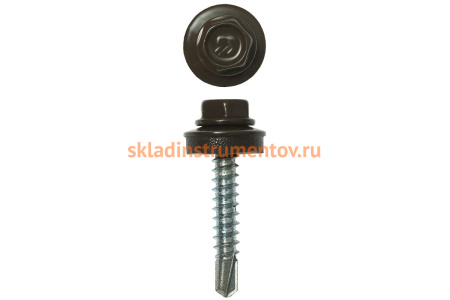 Саморезы Зубр для крепления кровельных материалов к деревянной обрешетке, цвет RAL 8028 земельно-коричневый, оцинкованный, 4,8x50мм, 1200шт 4-300310-48-050-8028