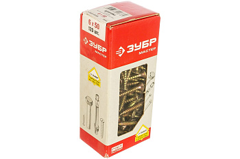 Универсальные шурупы для дерева, ДСП, ДВП Зубр желтопассивированные, PZ, 6,0x50мм, ТФ1, 120 штук 4-300391-60-050