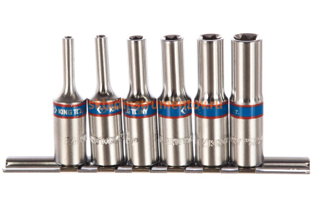 Набор глубоких торцевых головок 3/8", TORX Е-стандарт, Е4-Е14, 6шт KING TONY 3116PR