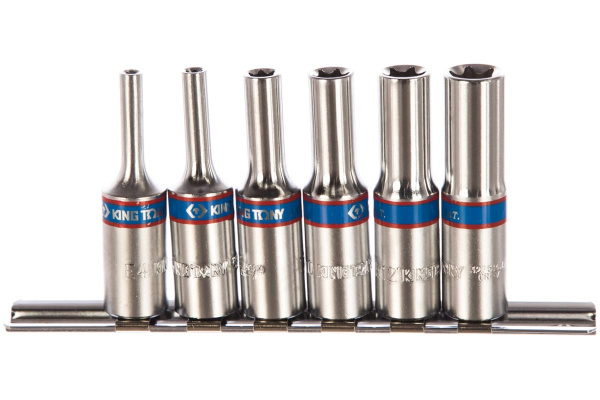 Набор глубоких торцевых головок 3/8", TORX Е-стандарт, Е4-Е14, 6шт KING TONY 3116PR