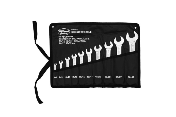 Набор рожковых ключей 6-32 мм 10 предметов в сумке AV Steel AV-030102