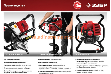 Мотобур со шнеком Зубр МБ1-200 Н