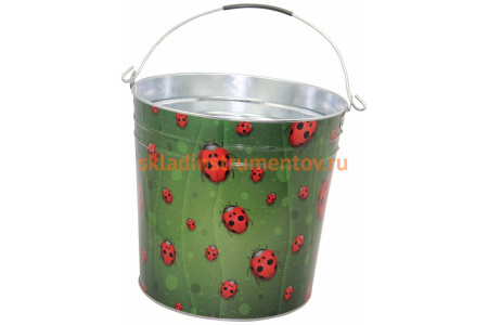 Садовое оцинкованное ведро СПЕЦ Garden&Flowers 12л Божьи коровки GF-MB1203
