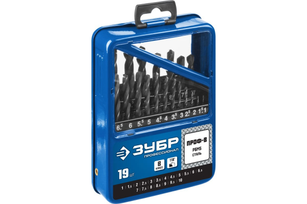 Набор сверл по металлу Проф-В 1-10 мм, 19 шт. Зубр 29621-H19