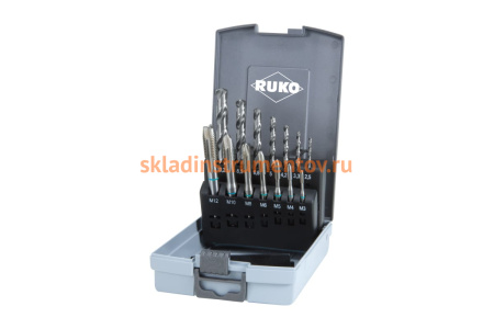 Набор машинных метчиков RUKO HSS M3-M12+сверла 245048RO