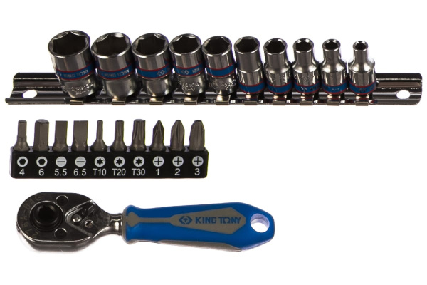 Набор вставок бит и головок с трещоткой 1/4 дюйма, 21 предмет KING TONY 2501MR