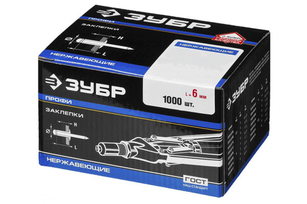 Заклепки из нержавеющей стали (4.0x6 мм) 1000 шт. "ПРОФИ" Зубр 31315-40-06