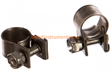 Металлические хомуты СИБРТЕХ, MINI 9-11мм, ширина 9мм,  винтовой, W4, 2шт 475023