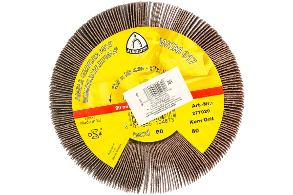 Круг лепестковый радиальный, универсальный (125х20 мм; М14; Р80) для УШМ KLINGSPOR 277020