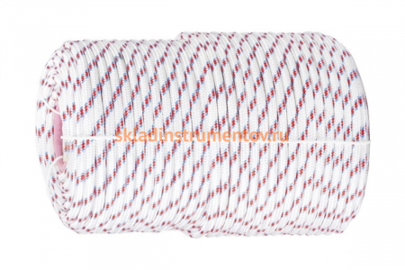 Плетеный 16-прядный полипропиленовый фал с сердечником 6мм, бухта 100м, 320кгс СИБРТЕХ Россия 93965