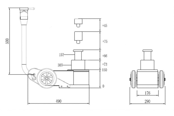 Пневмогидравлический складной домкрат 15-30 тонн NORDBERG N302