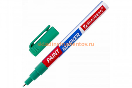 Лаковый маркер-краска BRAUBERG EXTRA paint marker 1 мм, зеленый, улучшенная нитрооснова, 151966