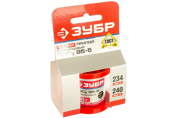 Припой ПОСу 95-5 (1 мм; 50 гр; проволока) Зубр 55455-050-10