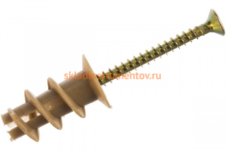 Дюбель для гипсокартона Зубр нейлоновый, с оцинкованным саморезом и установочн. инструментом, ТФ 6, 23мм, 8шт 4-301256