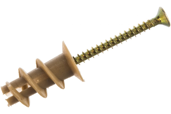 Дюбель для гипсокартона Зубр нейлоновый, с оцинкованным саморезом и установочн. инструментом, ТФ 6, 23мм, 8шт 4-301256