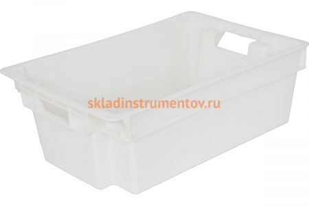 Мясной ящик, п/э сплошной 600х400х200 белый, вес 1,6 кг Тара.ру 01363