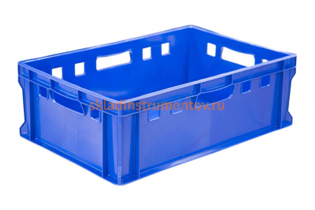 Ящик Тара.ру п/э мясной 600x400x200 сплошной Е2 синий 20273