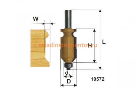 Фреза кромочная фигурная (22.2х41 мм; хвостовик 12 мм) по дереву Энкор 10572