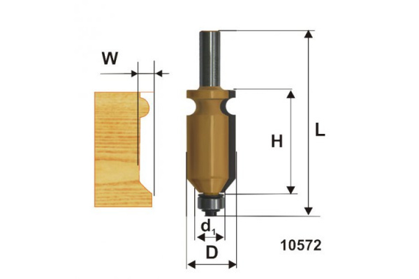 Фреза кромочная фигурная (22.2х41 мм; хвостовик 12 мм) по дереву Энкор 10572