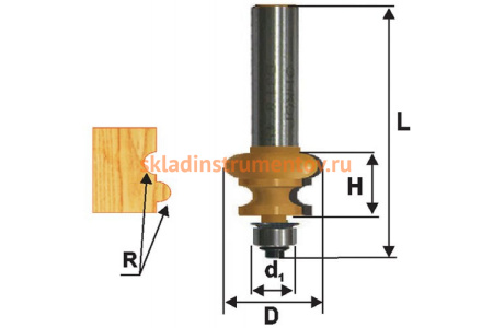 Фреза кромочная фигурная (25.4х16 мм; R 3.2 мм; хвостовик 8 мм) по дереву Энкор 10692