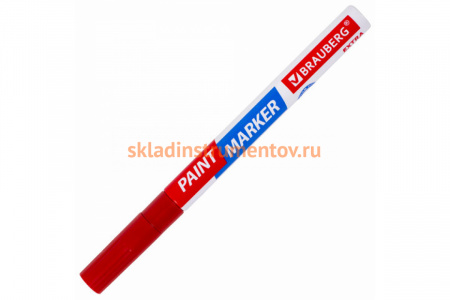 Лаковый маркер-краска BRAUBERG EXTRA paint marker 2 мм, красный, улучшенная нитро-основа, 151969
