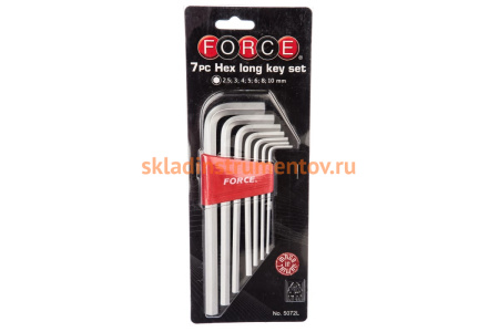 Набор шестигранных Г-образных ключей FORCE 7 предметов 5072L