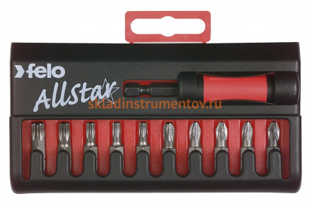 Набор бит PH/PZ Industrial с держателем бит Star в кейсе, 11 шт. Felo 02090216