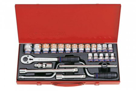 Набор шестигранных торцевых головок с принадлежностями 1/2", 10-32мм, 24шт KING TONY 4325MR