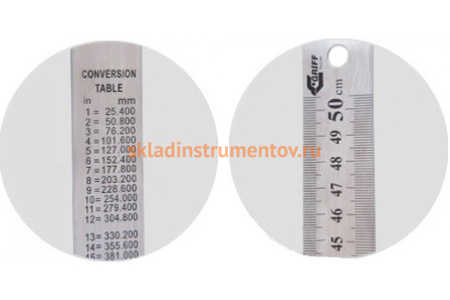 Металлическая линейка с двусторонней шкалой 150х19х0,6мм GRIFF 031139