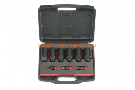 Набор ударных 6-ти гранных головок и головок-бит 9 предметов для ступичных гаек FORCE 40912