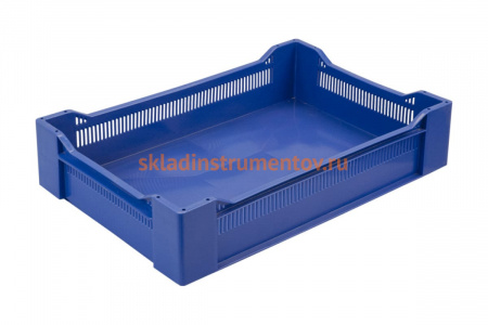 Ягодный ящик п/э 600х400х135 сплошное дно синий Тара.ру 02365
